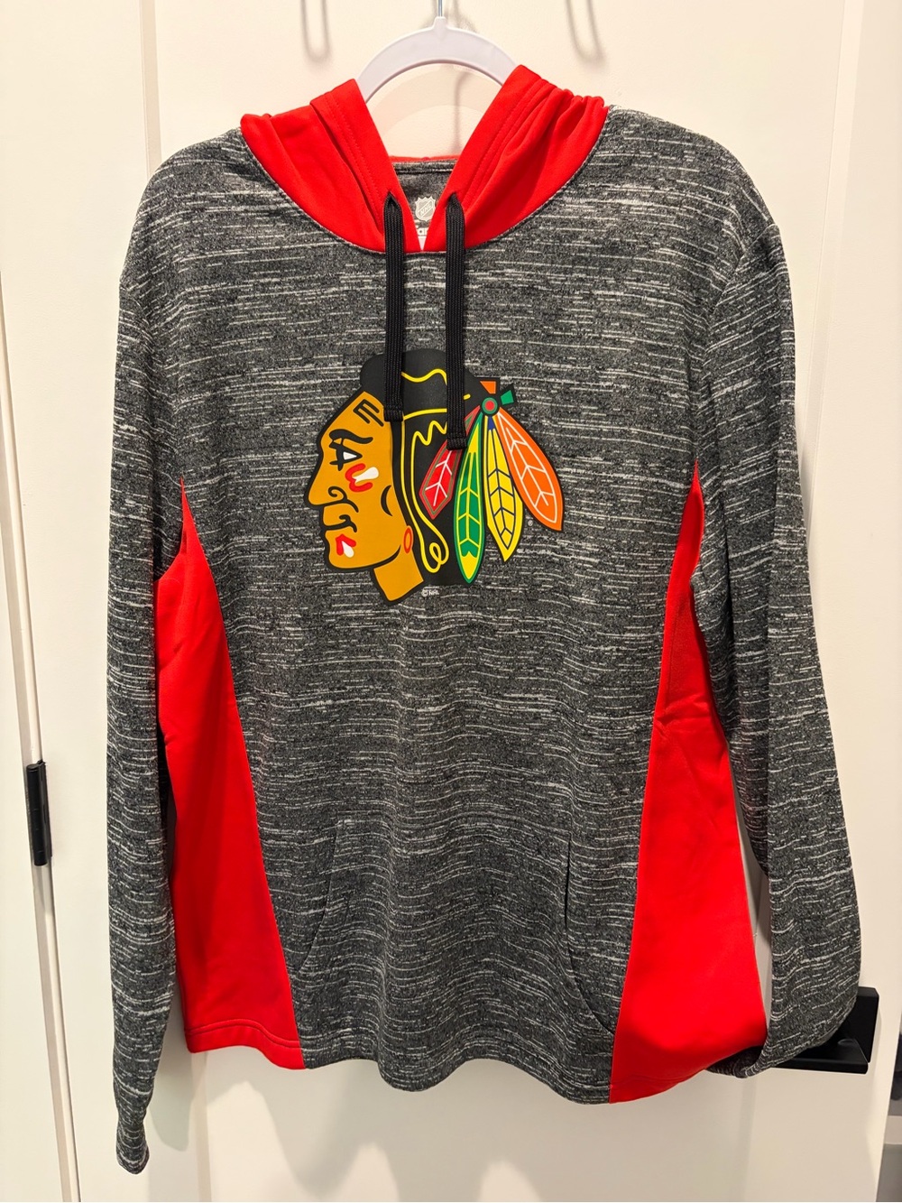 Fanatics Gray & Red Chicago Blackhawks Crewneck Hoodie